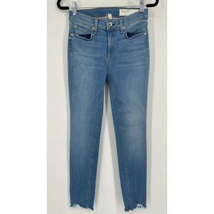 Rag & Bone Ankle Skinny Jeans Womens 26 Mid Rise Stretch Crop Raw Hem Denim Blue